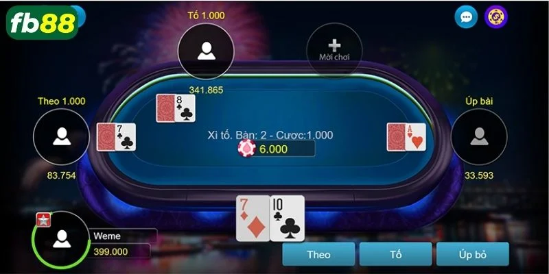 Cược bài xì tố FB88 được giới bet thủ vô cùng yêu thích.